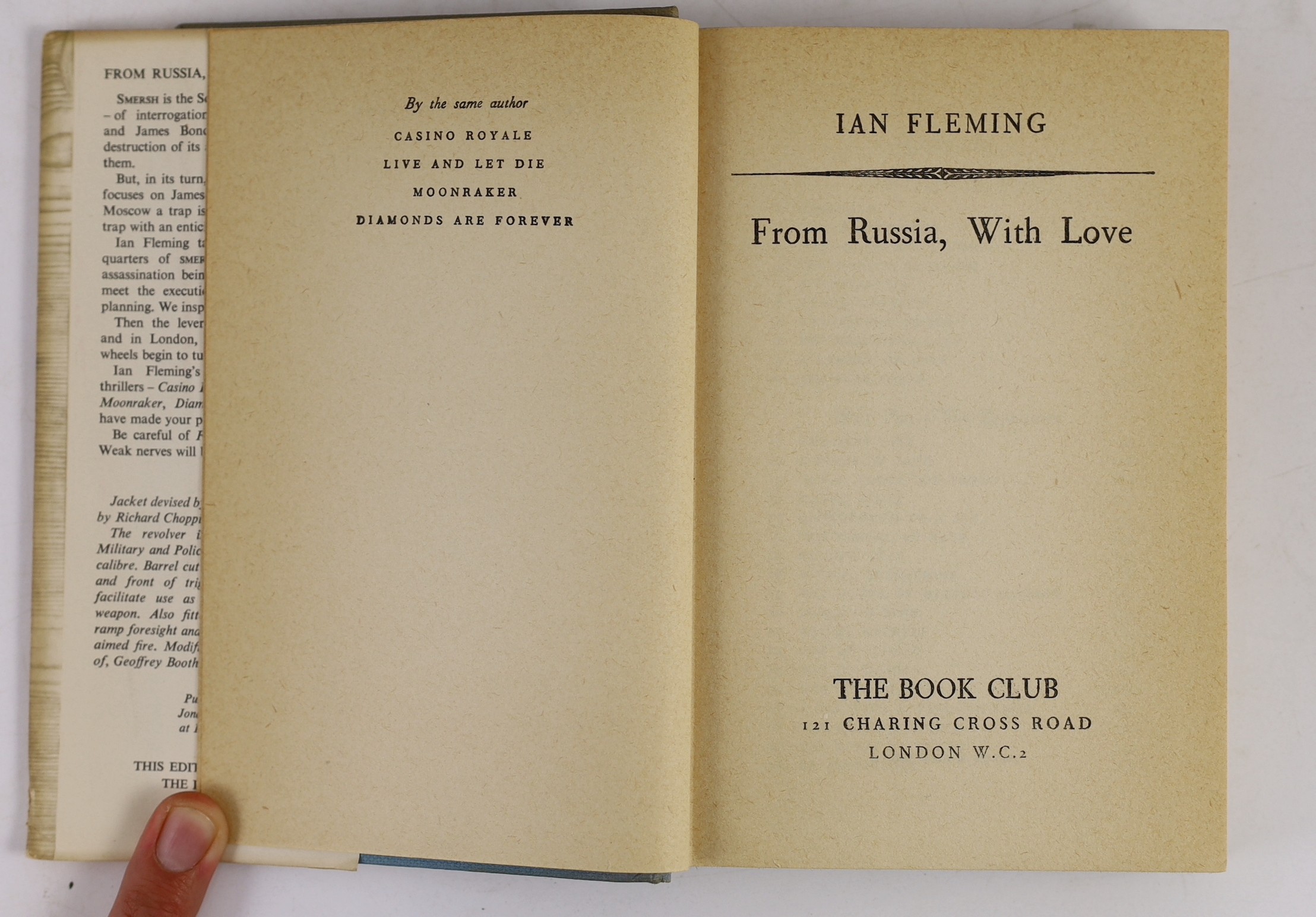 Fleming, Ian - You Only Live Twice, 1st edition, 8vo, original cloth, in unclipped d/j, ownership inscription to front fly leaf, Jonathan Cape, London, 1964; Goldfinger, Book Club Edition, in d/j, London, 1959 and From R